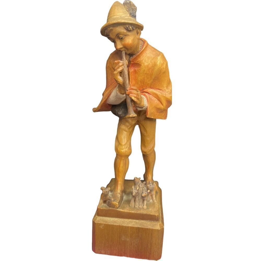 60s Anri Hand Carved Wood Pied Piper of Hamelin Figurine‎ Sculpture